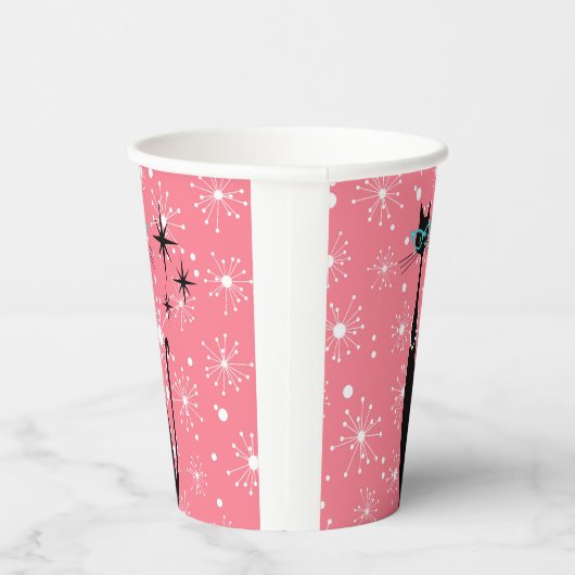 Retro Atoma Era Mitte Jahrhundert Moderne MCM Schw Pappbecher (Rechts)