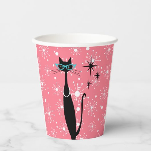 Retro Atoma Era Mitte Jahrhundert Moderne MCM Schw Pappbecher (Vorderseite)