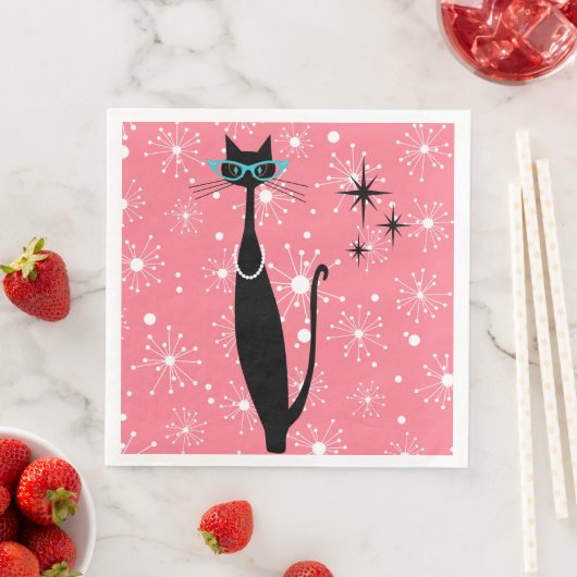 Retro Atoma Era Mitte Jahrhundert Moderne MCM Schw Serviette (Beispiel)