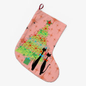 Retro Atoma Era Mitte Jahrhundert Moderne Weihnach Großer Weihnachtsstrumpf (Vorderansicht (hängend))