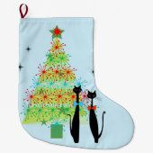 Retro Atoma Era Mitte Jahrhundert Moderne Weihnach Großer Weihnachtsstrumpf (Vorderseite)