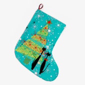 Retro Atoma Era Mitte Jahrhundert Moderne Weihnach Großer Weihnachtsstrumpf (Vorderansicht (hängend))