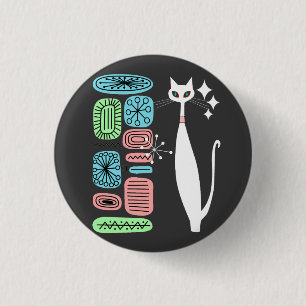 Retro Atoma Mitte Jahrhundert Moderne Coole Katze Button