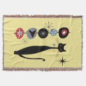 Retro Atoma Mitte Jahrhundert Moderne Coole Katze  Decke (Vorderseite)