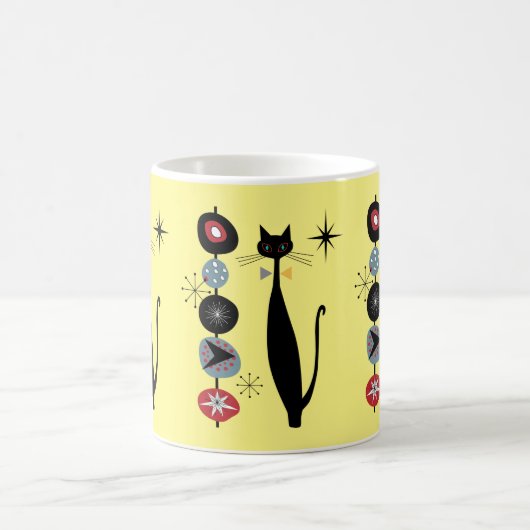 Retro Atoma Mitte Jahrhundert Moderne Coole Katze Kaffeetasse (Mittel)