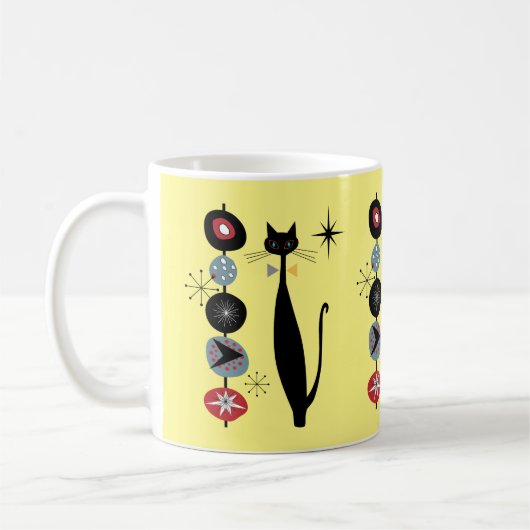 Retro Atoma Mitte Jahrhundert Moderne Coole Katze Kaffeetasse (Links)