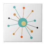 Retro Atoma Sternexplosion Mitte Jahrhundert Moder Fliese<br><div class="desc">Diese fabelhafte,  moderne,  dekorative Kachel mit einer atomaren Sternexplosion in den türkisblauen,  zwei Farbtönen Orange,  Creme und Schwarz. Die Dekoration wird dadurch farbenfroh ergänzt!</div>