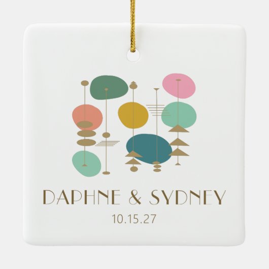 Retro Atomage Mitte Jahrhundert Moderne, maßgeschn Keramikornament (Rückseite)