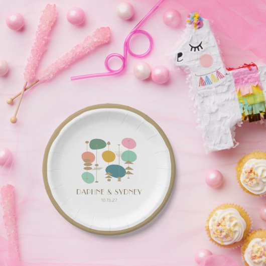 Retro Atomage Mitte Jahrhundert Moderne, maßgeschn Pappteller (Party)