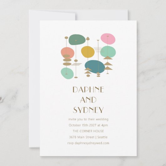 Retro Atomage Mitte Jahrhundert Moderne schicke Ho Einladung (Vorderseite)