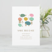 Retro Atomage Mitte Jahrhundert Moderne schicke Ho Save The Date (Stehend Vorderseite)