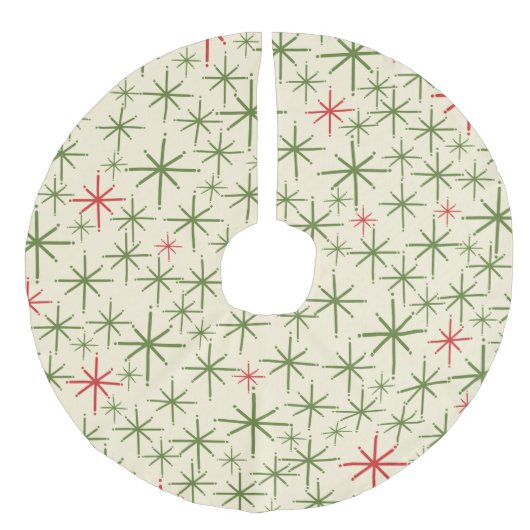 Retro Atomage Mittelalter Moderne Sternexplosionen Leinenimitat Weihnachtsbaumdecke (Vorderseite)