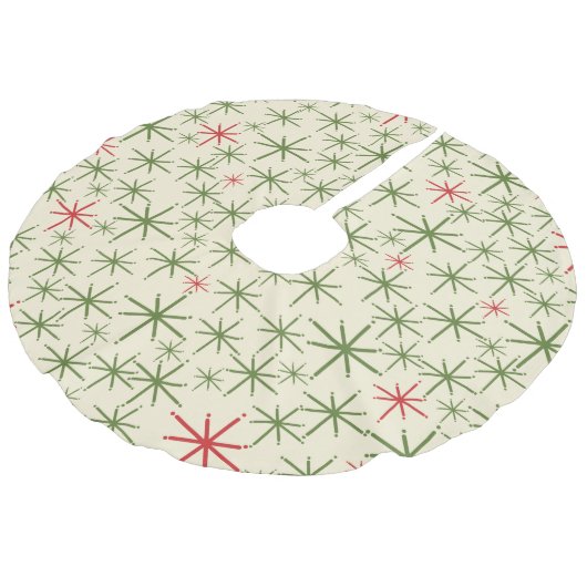 Retro Atomage Mittelalter Moderne Sternexplosionen Leinenimitat Weihnachtsbaumdecke (Schrägansicht)