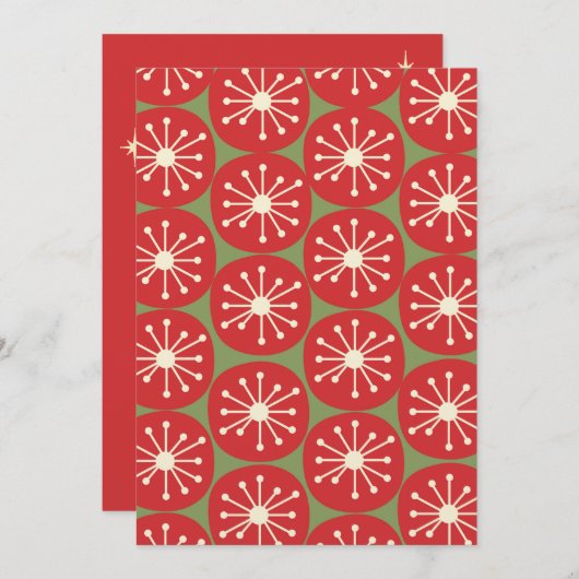 Retro Atomage Mitteljahrhundert Modernes Weihnacht Einladung (Vorne/Hinten)