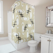 Retro Atomage Wirbel Stars Muster Beige Duschvorhang (Beispiel)