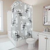 Retro Atomage Wirbel Sterne Muster Grau Duschvorhang (Beispiel)