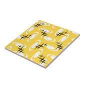 Retro Atomage Wirbel Sternenmuster Gelb Fliese (Seite)