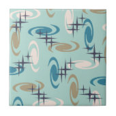 Retro Atomage Wirbel Sternmuster mehrfarbig Fliese (Vorderseite)