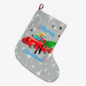 Retro Atomära-coole Katzen u. roter Großer Weihnachtsstrumpf (Vorderansicht (hängend))