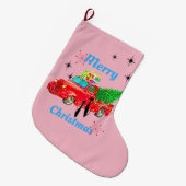 Retro Atomära-coole Katzen u. rotes Großer Weihnachtsstrumpf (Vorderansicht (hängend))