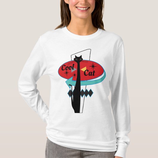 Retro Atomära-cooles Katzen-Zeichen MCM T-Shirt (Vorderseite)