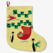 Retro Atomära-Katzen u. Stuhl MCM-Strumpf Großer Weihnachtsstrumpf (Vorderseite)