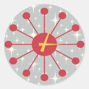 Retro Atomära MCM-Sternexplosion-Uhr-Entwurf Runder Aufkleber