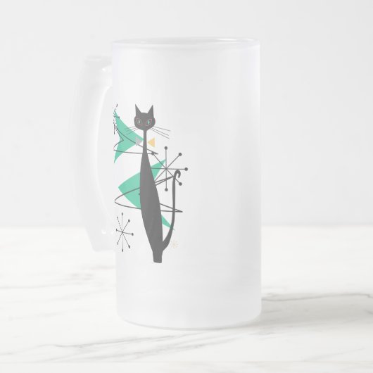 Retro Atomära-Mitte des Jahrhunderts moderne coole Mattglas Bierglas (Vorderseite Links)