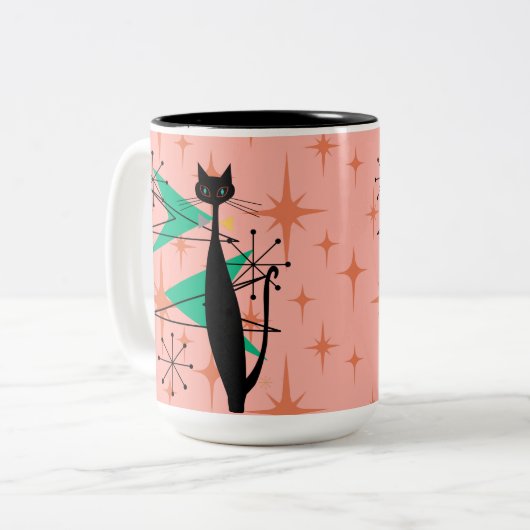 Retro Atomära-Mitte des Jahrhunderts moderne coole Zweifarbige Tasse (Vorderseite Links)