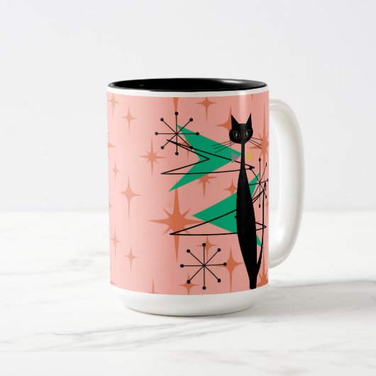 Retro Atomära-Mitte des Jahrhunderts moderne coole Zweifarbige Tasse (VorderseiteRechts)