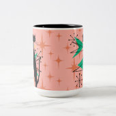 Retro Atomära-Mitte des Jahrhunderts moderne coole Zweifarbige Tasse (Mittel)