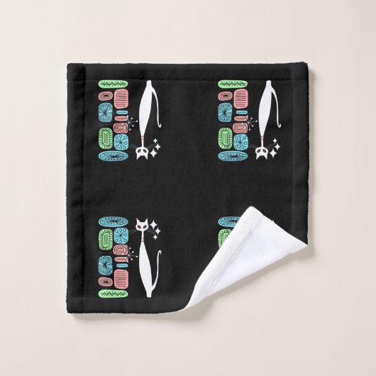 Retro Atomära-Mitte- des Jahrhundertsmoderne coole Badhandtuch Set (Waschlappen)