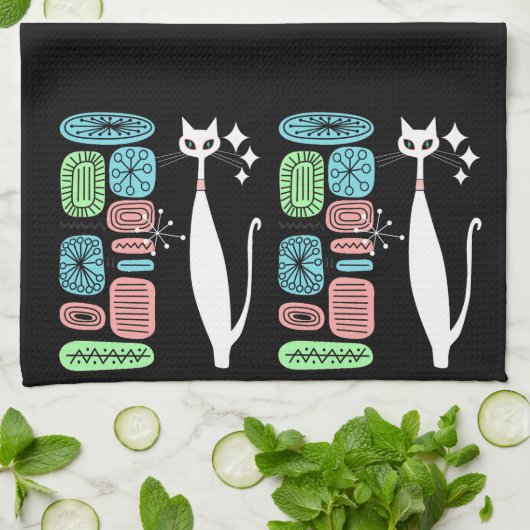 Retro Atomära-Mitte- des Jahrhundertsmoderne coole Geschirrtuch (Gefaltet)