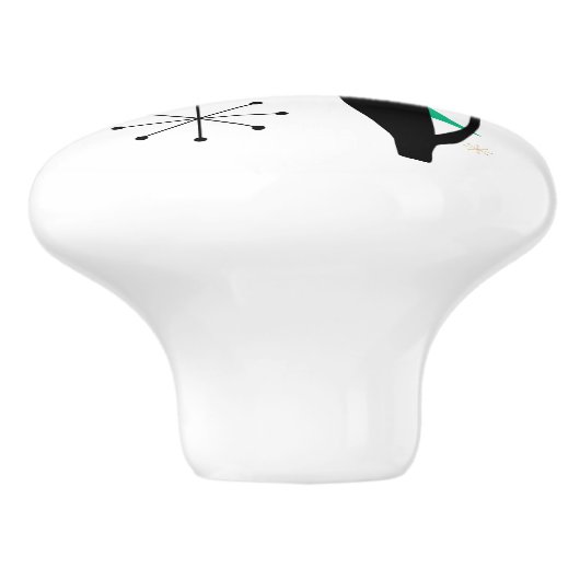 Retro Atomära-Mitte- des Jahrhundertsmoderne coole Keramikknauf (Seitenansicht)