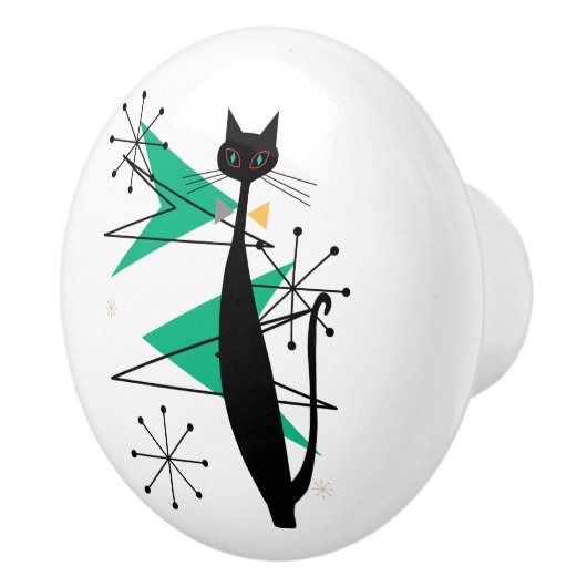 Retro Atomära-Mitte- des Jahrhundertsmoderne coole Keramikknauf (Rechts)