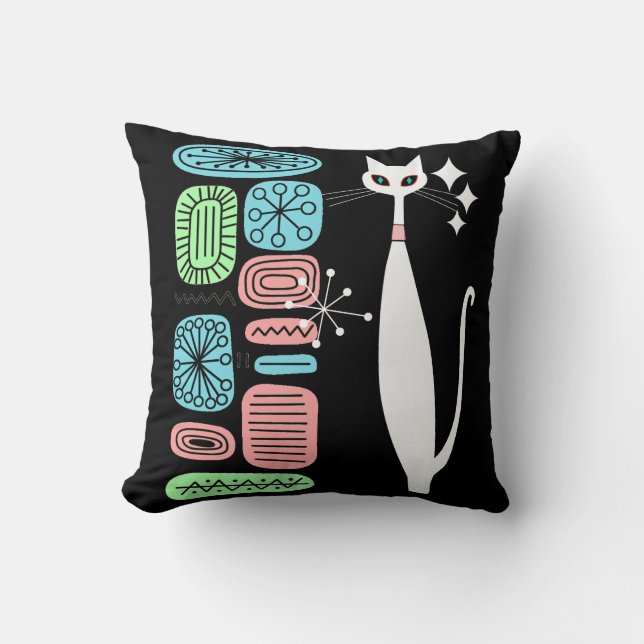 Retro Atomära-Mitte- des Jahrhundertsmoderne coole Kissen (Vorderseite)