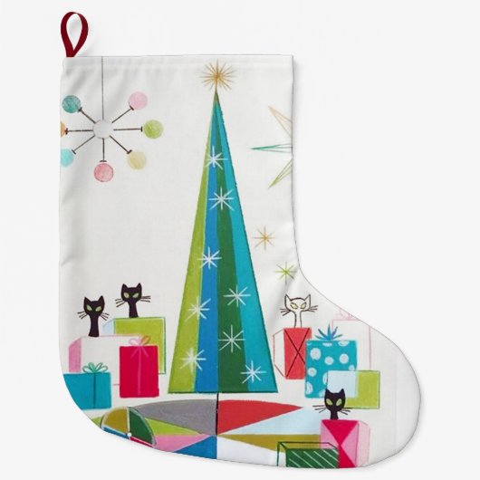 Retro Atomära-Mitte- des Jahrhundertsmodernes Großer Weihnachtsstrumpf (Vorderseite)