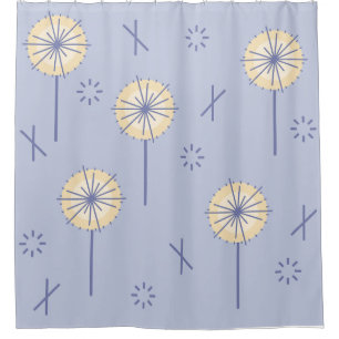 Retro Atomare Blume blau gelb Duschvorhang