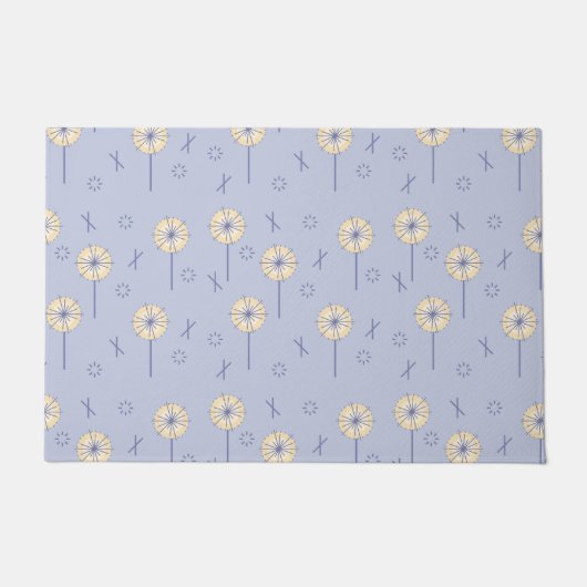 Retro Atomare Blume blau gelb Fußmatte (Vorderseite)