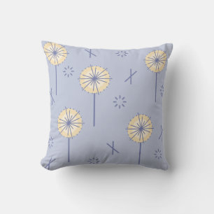 Retro Atomare Blume blau gelb Kissen