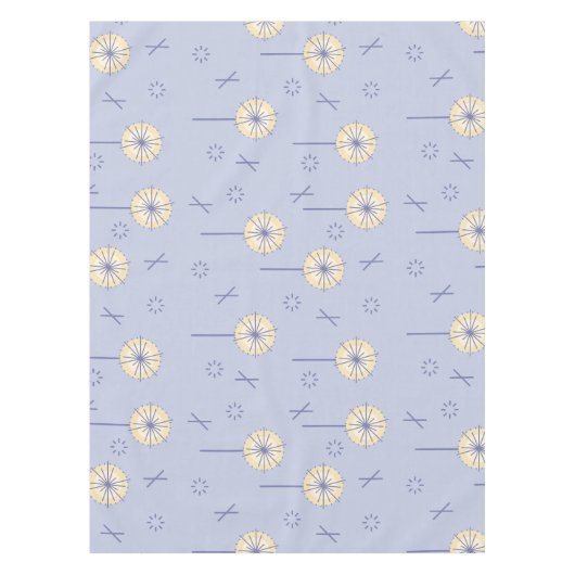 Retro Atomare Blume blau gelb Tischdecke (Vorderseite)