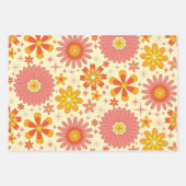 Retro-atomare Blumen mit Sternenexplosionen auf Cr Geschenkpapier Set (Vorderseite 3)