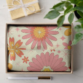 Retro-atomare Blumen mit Sternenexplosionen auf Cr Seidenpapier (Geschenk)