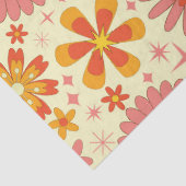 Retro-atomare Blumen mit Sternenexplosionen auf Cr Seidenpapier (Detail)