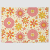 Retro-atomare Blumen mit Sternenexplosionen auf Cr Seidenpapier (Vorderseite)