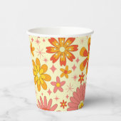 Retro-atomare Blumen mit Sternenexplosionen zum Ge Pappbecher (Links)