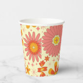 Retro-atomare Blumen mit Sternenexplosionen zum Ge Pappbecher (Rechts)