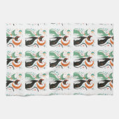 Retro Atomare Katzen Schwarz Türkis Geschirrtuch (Horizontal)