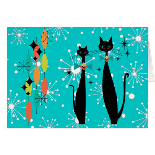 Retro-Atomare Mid-Century-Modern-Cool-Cat-Grußkart