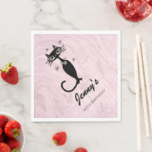 Retro AtomBlack Cat Personalisiert Paper Napkins Serviette (Beispiel)